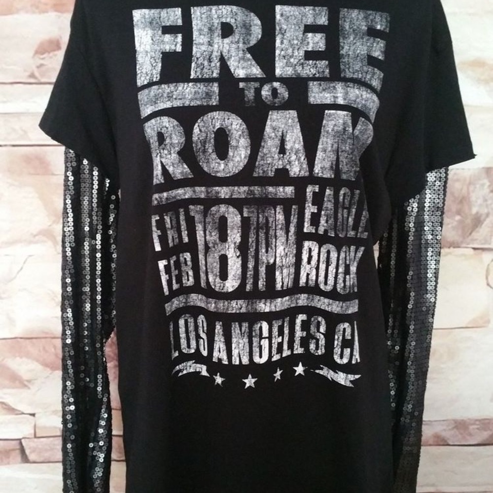 Free People Sequin Long Sleeve Shirt